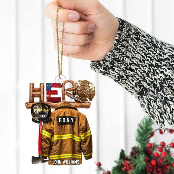 Firefighter Hero Personalized Christmas Acrylic Ornament H2511 - Image 3