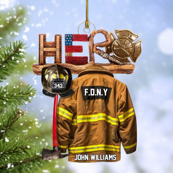 Firefighter Hero Personalized Christmas Acrylic Ornament H2511 - Image 5