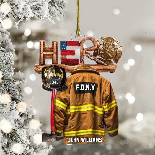 Firefighter Hero Personalized Christmas Acrylic Ornament H2511 - Image 2