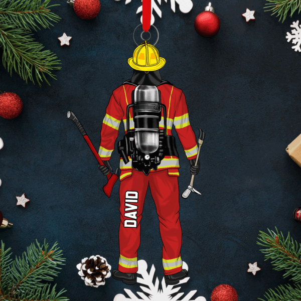 Firefighter Personalized Acrylic Ornament For Fireman - Custom Christmas Gift Firefighter - Image 2