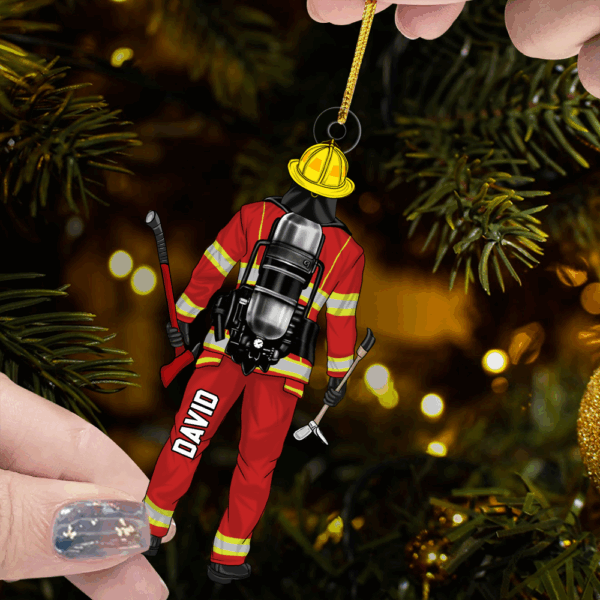 Firefighter Personalized Acrylic Ornament For Fireman - Custom Christmas Gift Firefighter - Image 3