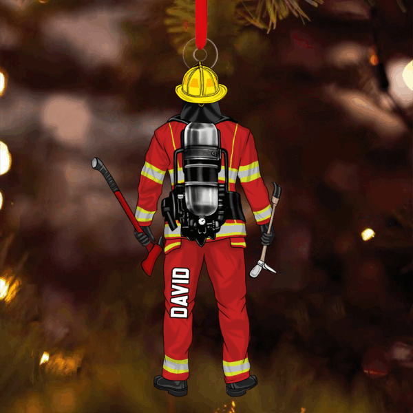 Firefighter Personalized Acrylic Ornament For Fireman - Custom Christmas Gift Firefighter