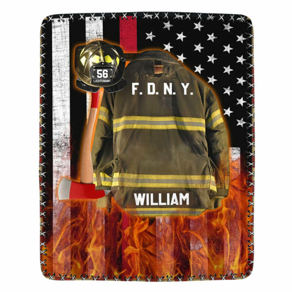 Firefighter Us Flag Armor And Name Custom Blanket Gift For Firefighter Fireman - Image 4