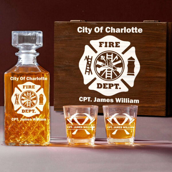 Firefighter Whiskey Decanter Set With Crossed Axe Glasses Fireman Gift Home Bar Gifts for Firefighters H2511 - Image 5