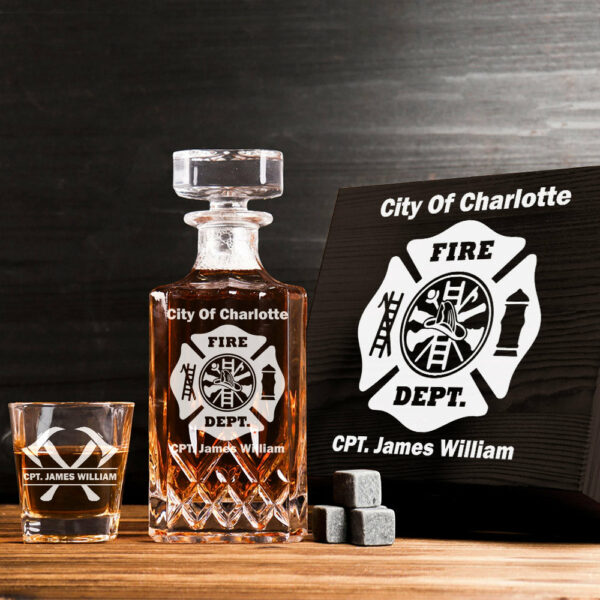 Firefighter Whiskey Decanter Set With Crossed Axe Glasses Fireman Gift Home Bar Gifts for Firefighters H2511 - Image 3