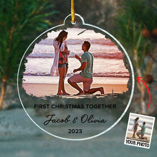 First Christmas Together Ornament, Our First Christmas Couple Photo Ornament, Personalized Photo Couple Christmas Tree Ornament Vr5
