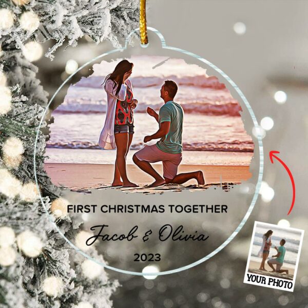First Christmas Together Ornament, Our First Christmas Couple Photo Ornament, Personalized Photo Couple Christmas Tree Ornament Vr5 - Image 2
