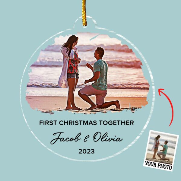 First Christmas Together Ornament, Our First Christmas Couple Photo Ornament, Personalized Photo Couple Christmas Tree Ornament Vr5 - Image 4