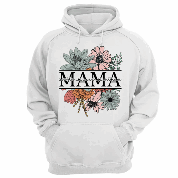 Floral Mama T-Shirt, Custom Mom Shirt With Kids Names - Image 9