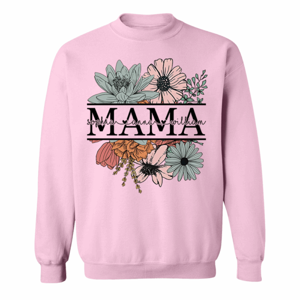 Floral Mama T-Shirt, Custom Mom Shirt With Kids Names - Image 8