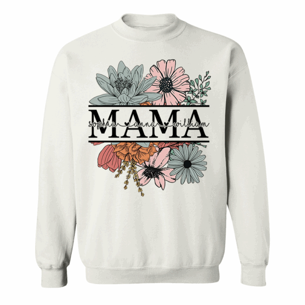 Floral Mama T-Shirt, Custom Mom Shirt With Kids Names - Image 5