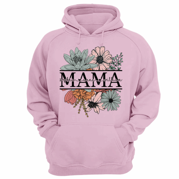 Floral Mama T-Shirt, Custom Mom Shirt With Kids Names - Image 12