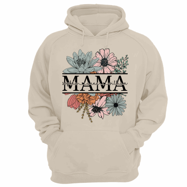 Floral Mama T-Shirt, Custom Mom Shirt With Kids Names - Image 11