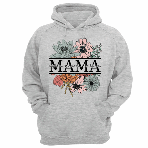 Floral Mama T-Shirt, Custom Mom Shirt With Kids Names - Image 10
