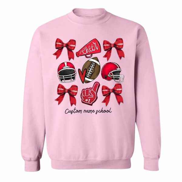 Football Coquette Bow Shirt, Coquette Aesthetic, Custom Football Cheer Tee, Custom Colors, Custom School Name, Unisex Fit Bella Brand Shirt - Image 9