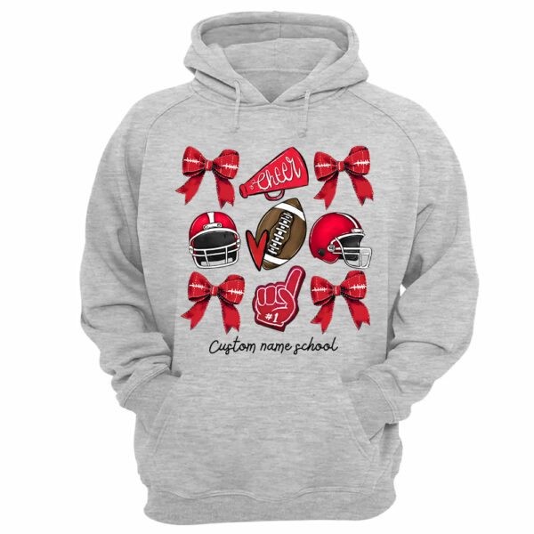 Football Coquette Bow Shirt, Coquette Aesthetic, Custom Football Cheer Tee, Custom Colors, Custom School Name, Unisex Fit Bella Brand Shirt - Image 13