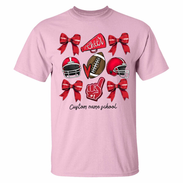 Football Coquette Bow Shirt, Coquette Aesthetic, Custom Football Cheer Tee, Custom Colors, Custom School Name, Unisex Fit Bella Brand Shirt - Image 8