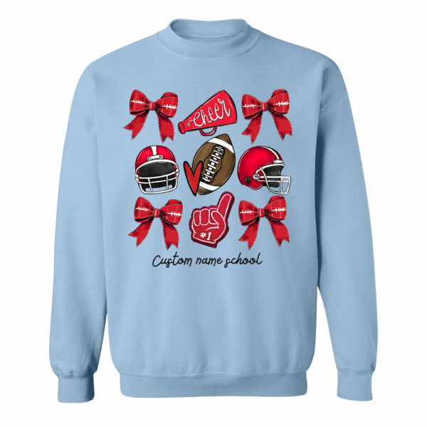 Football Coquette Bow Shirt, Coquette Aesthetic, Custom Football Cheer Tee, Custom Colors, Custom School Name, Unisex Fit Bella Brand Shirt - Image 6