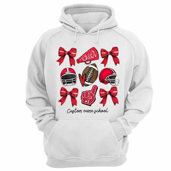Football Coquette Bow Shirt, Coquette Aesthetic, Custom Football Cheer Tee, Custom Colors, Custom School Name, Unisex Fit Bella Brand Shirt - Image 4