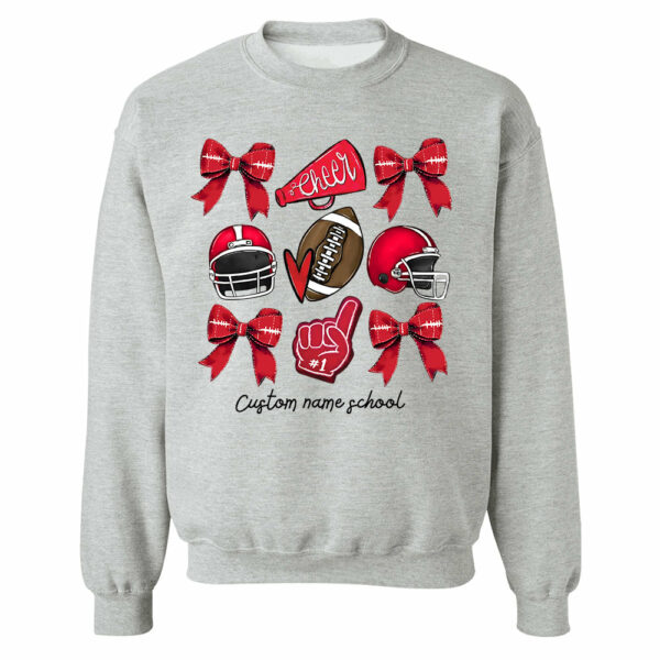 Football Coquette Bow Shirt, Coquette Aesthetic, Custom Football Cheer Tee, Custom Colors, Custom School Name, Unisex Fit Bella Brand Shirt - Image 11