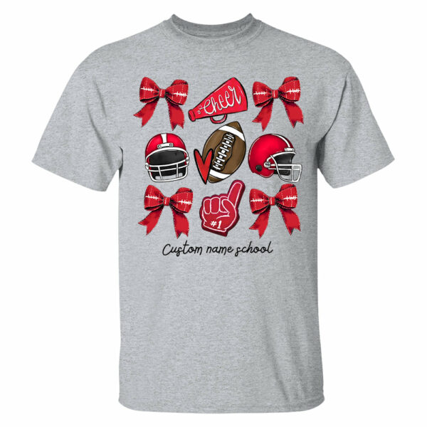 Football Coquette Bow Shirt, Coquette Aesthetic, Custom Football Cheer Tee, Custom Colors, Custom School Name, Unisex Fit Bella Brand Shirt - Image 12