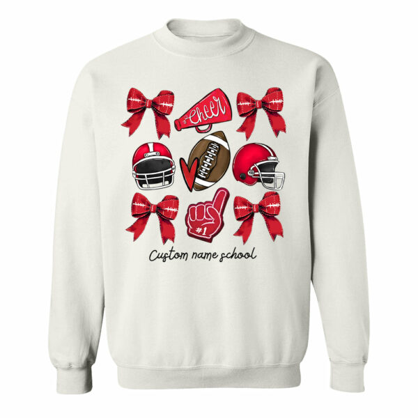Football Coquette Bow Shirt, Coquette Aesthetic, Custom Football Cheer Tee, Custom Colors, Custom School Name, Unisex Fit Bella Brand Shirt - Image 3