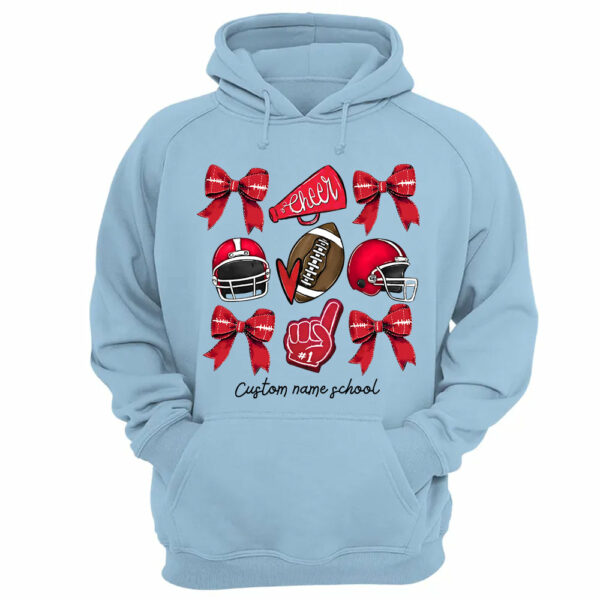 Football Coquette Bow Shirt, Coquette Aesthetic, Custom Football Cheer Tee, Custom Colors, Custom School Name, Unisex Fit Bella Brand Shirt - Image 7