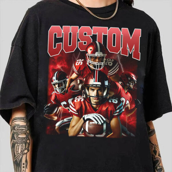 Football Custom Photo Bootleg Shirt, Vintage 90s Shirt Photo Football Shirt, Football Mascot School Custom Shirt - Image 3