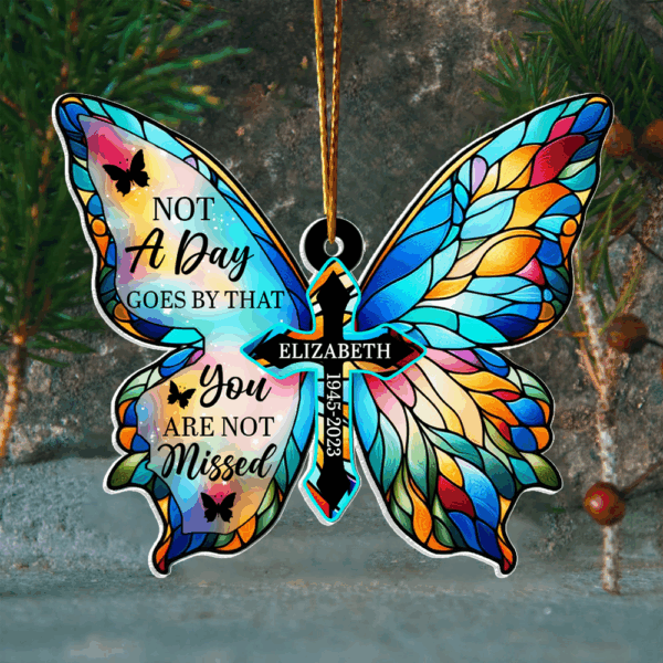 Forever In Our Hearts - Memorial Personalized Custom Ornament - Acrylic Butterfly Shaped - Christmas Gift, Sympathy Gift For Family Members - Image 4