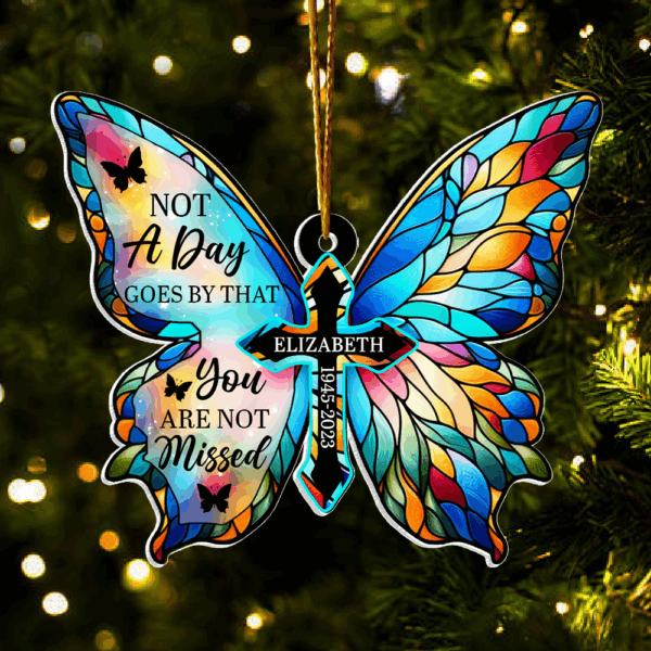Forever In Our Hearts - Memorial Personalized Custom Ornament - Acrylic Butterfly Shaped - Christmas Gift, Sympathy Gift For Family Members - Image 3
