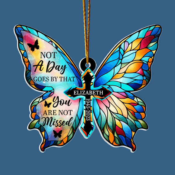 Forever In Our Hearts - Memorial Personalized Custom Ornament - Acrylic Butterfly Shaped - Christmas Gift, Sympathy Gift For Family Members - Image 5