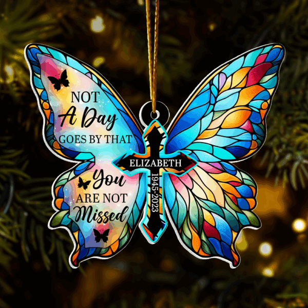 Forever In Our Hearts - Memorial Personalized Custom Ornament - Acrylic Butterfly Shaped - Christmas Gift, Sympathy Gift For Family Members - Image 2