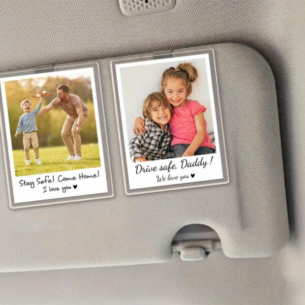 FREE PHOTO Custom Dad Car Visor Clip, Drive Safe Daddy, Fathers Day Gifts for Dad, Dad Gifts from Kids, Husband Gift, Sun Visor Clip - Image 3