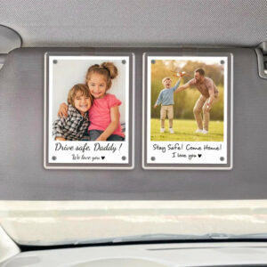 FREE PHOTO Custom Dad Car Visor Clip, Drive Safe Daddy, Fathers Day Gifts for Dad, Dad Gifts from Kids, Husband Gift, Sun Visor Clip