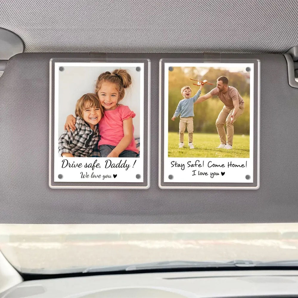 FREE PHOTO Custom Dad Car Visor Clip, Drive Safe Daddy, Fathers Day Gifts for Dad, Dad Gifts from Kids, Husband Gift, Sun Visor Clip