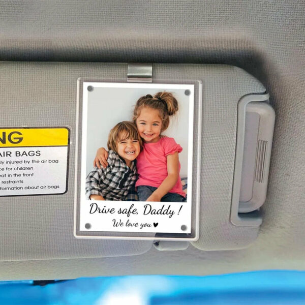 FREE PHOTO Custom Dad Car Visor Clip, Drive Safe Daddy, Fathers Day Gifts for Dad, Dad Gifts from Kids, Husband Gift, Sun Visor Clip - Image 2