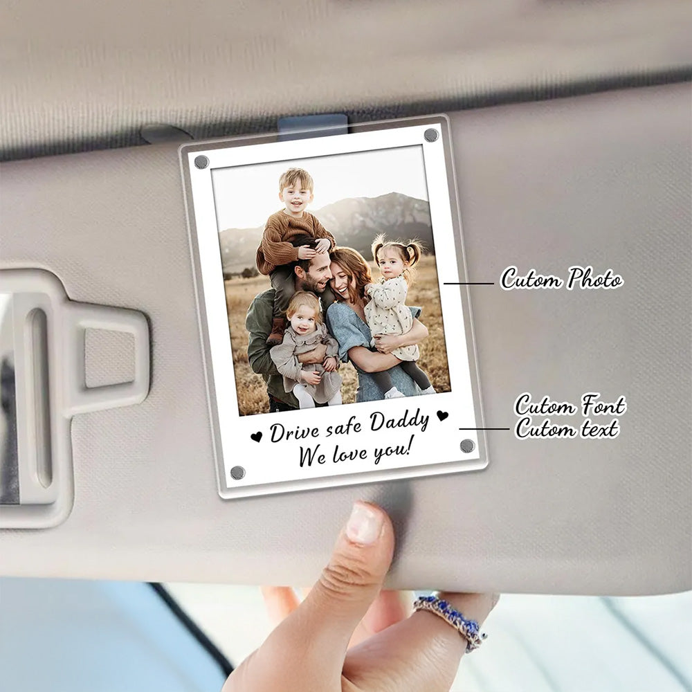 FREE PHOTO Custom Photo Car Visor Clip, Fathers Day Gift for Dad, Dad Gifts from Kids, Personalized Gift for Grandpa, Dad Birthday Gifts