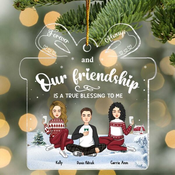 Friendship Is A True Blessing To Me - Personalized Acrylic Ornament Vr2 - Image 3