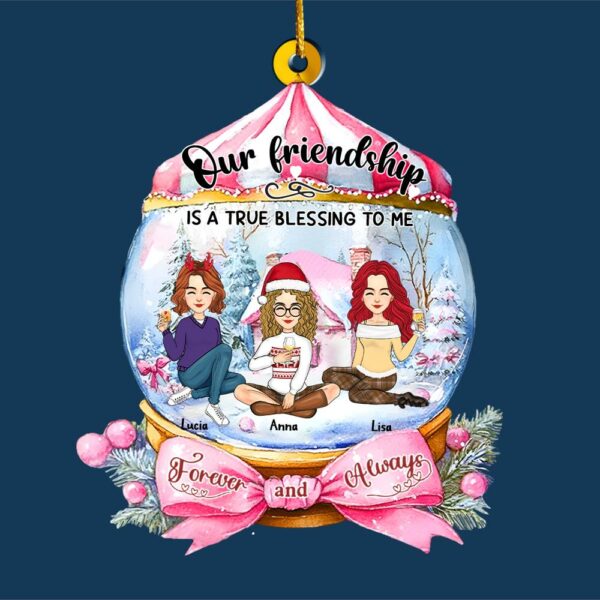 Friendship Is A True Blessing To Me Wonderful Time Ornament - Personalized Acrylic Ornament - Image 5