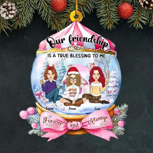 Friendship Is A True Blessing To Me Wonderful Time Ornament - Personalized Acrylic Ornament - Image 3