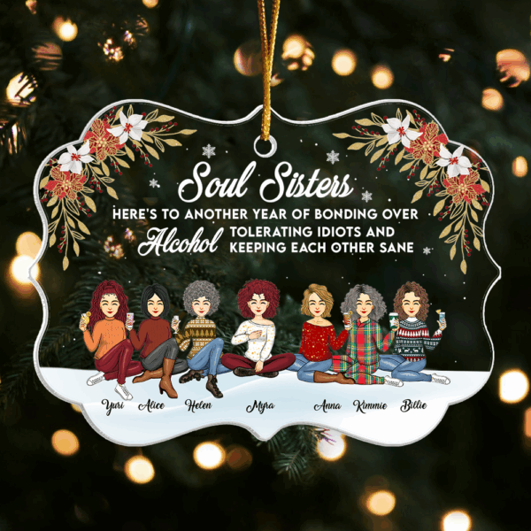 Friendship Soul Sisters Personalized Acrylic Ornament Christmas Gift For Besties BFF - Image 4