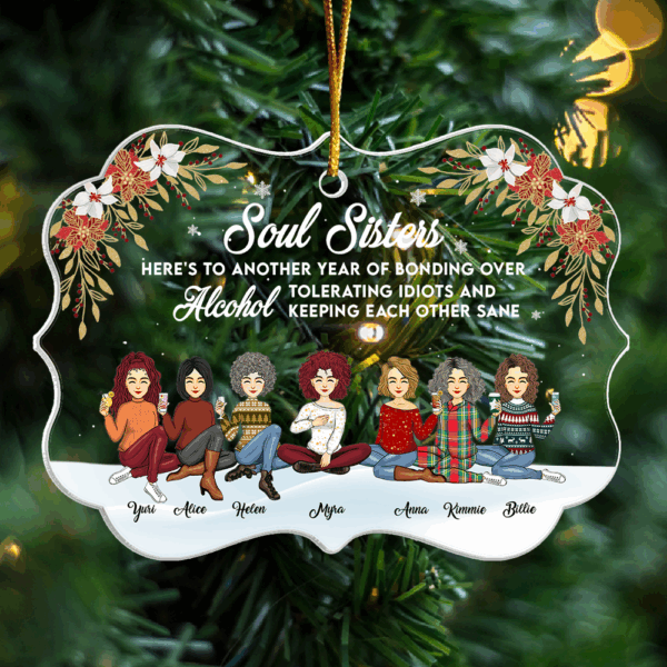 Friendship Soul Sisters Personalized Acrylic Ornament Christmas Gift For Besties BFF - Image 3