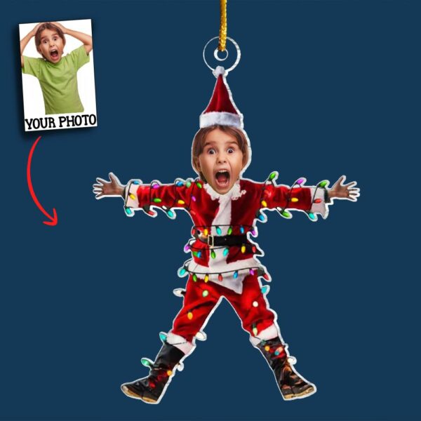 Funny Christmas Shocked Custom Face - Personalized Acrylic Photo Ornament - Image 4
