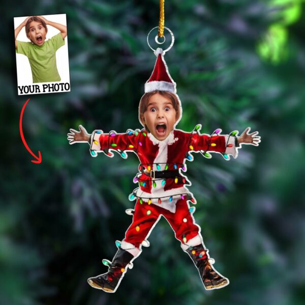 Funny Christmas Shocked Custom Face - Personalized Acrylic Photo Ornament - Image 3