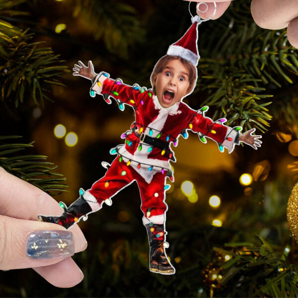 Funny Christmas Shocked Custom Face - Personalized Acrylic Photo Ornament - Image 6