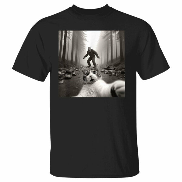Funny Surprised Scared Cat Selfie With Sasquatsch Bigfoot Shirts - Image 4