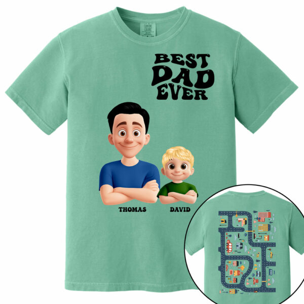 Funny Tired Dad - Baby Plays Cars On Dad's Back Mat Road - Personalized Shirt For Dad Grandpa NA04 - Image 11