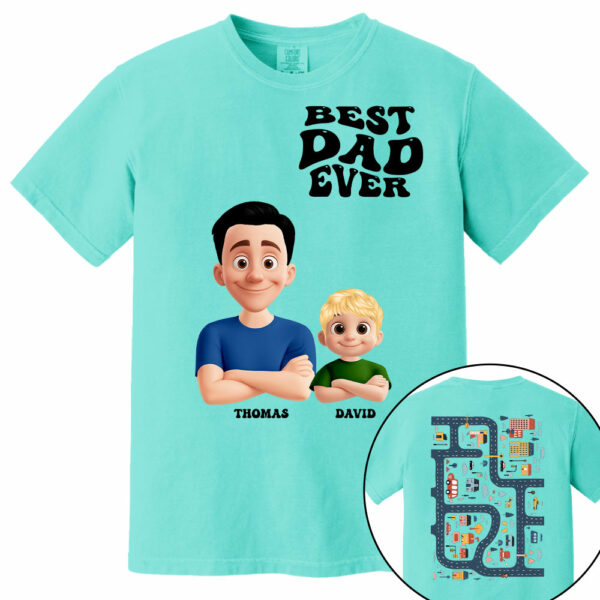 Funny Tired Dad - Baby Plays Cars On Dad's Back Mat Road - Personalized Shirt For Dad Grandpa NA04 - Image 14