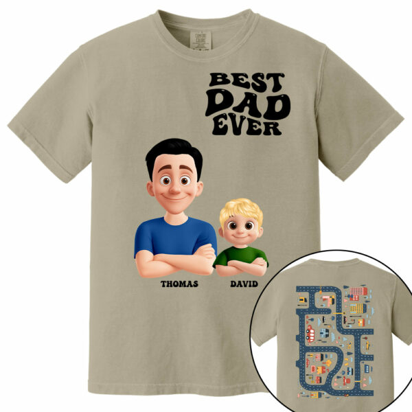 Funny Tired Dad - Baby Plays Cars On Dad's Back Mat Road - Personalized Shirt For Dad Grandpa NA04 - Image 9