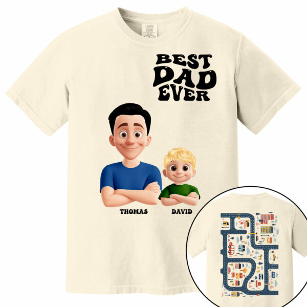 Funny Tired Dad - Baby Plays Cars On Dad's Back Mat Road - Personalized Shirt For Dad Grandpa NA04 - Image 8